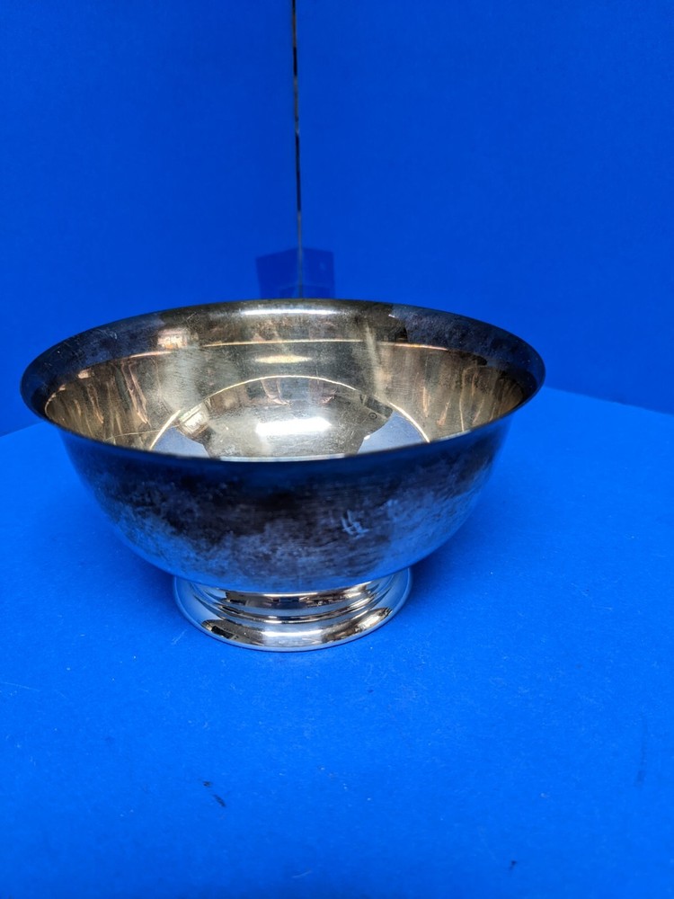 Silver plated solid footed dish/bowl ~ Pictorial marks Crown S Shield