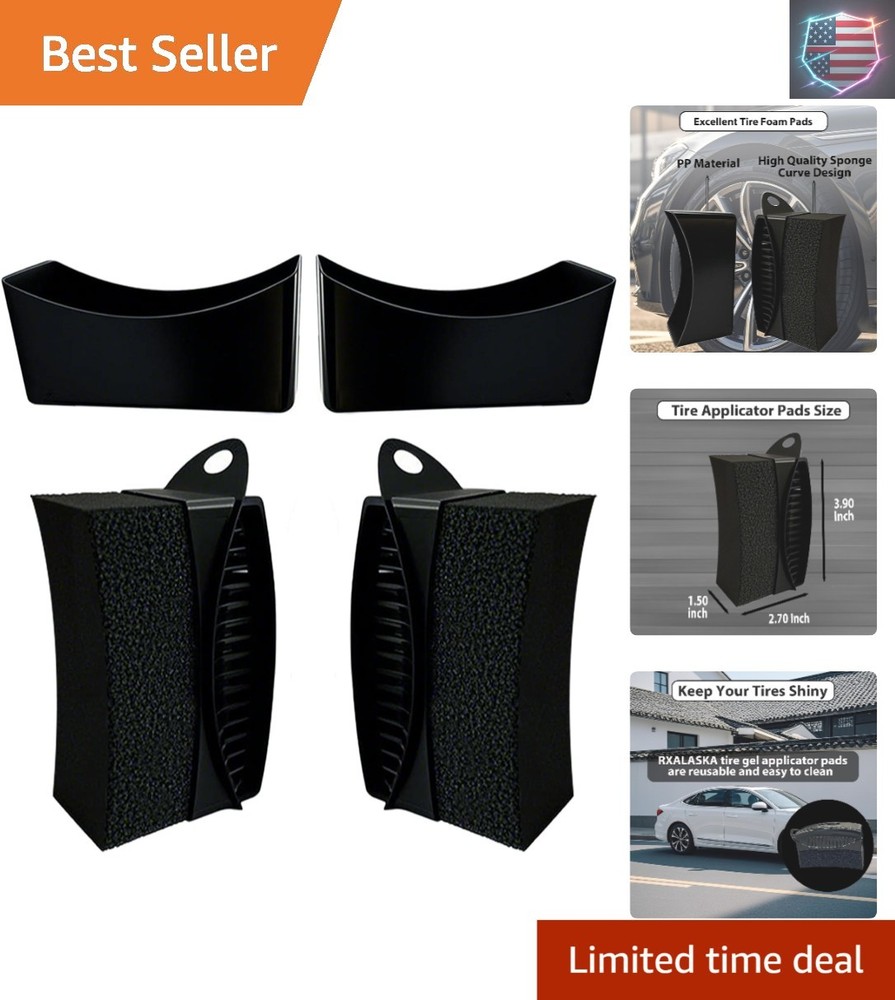 2 Pack Tire Shine Applicator Pads, Reusable Tire Dressing Applicator Sponge, ...