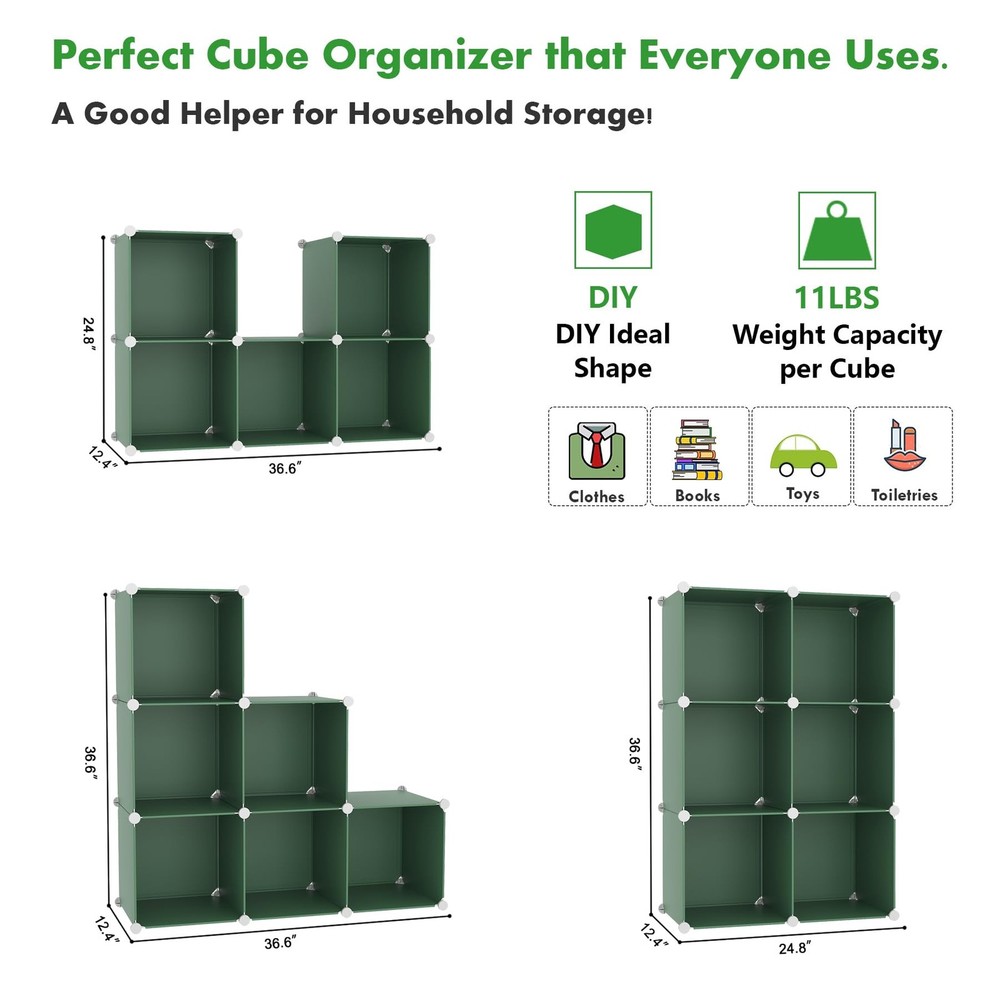 &AHOME 6-Cube Storage Organizer, Stackable Storage Cubes Shelves, Portable Bo...