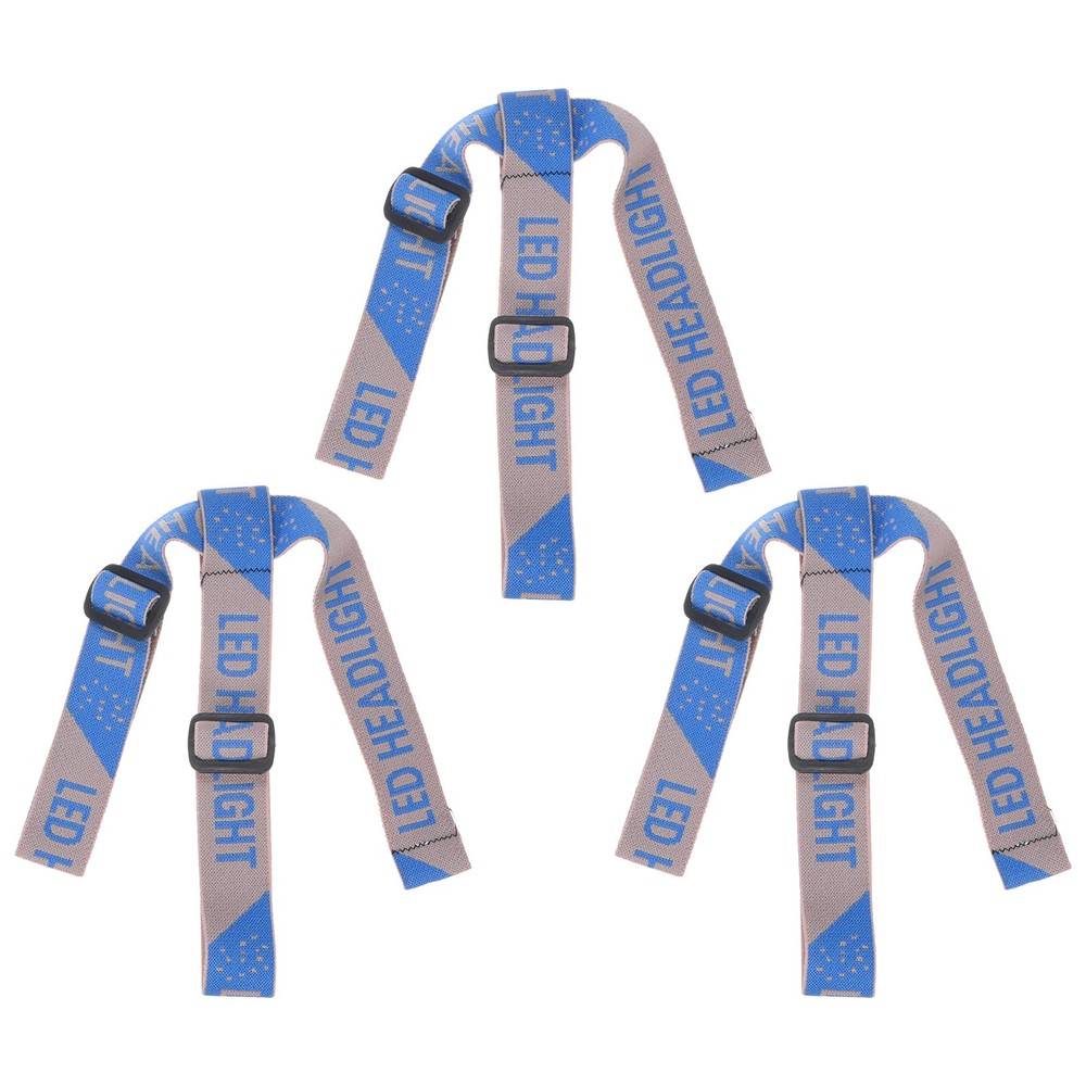 3-Pack Headlamp Strap Replacement Headband, High Elastic for Camping, Gray Blue