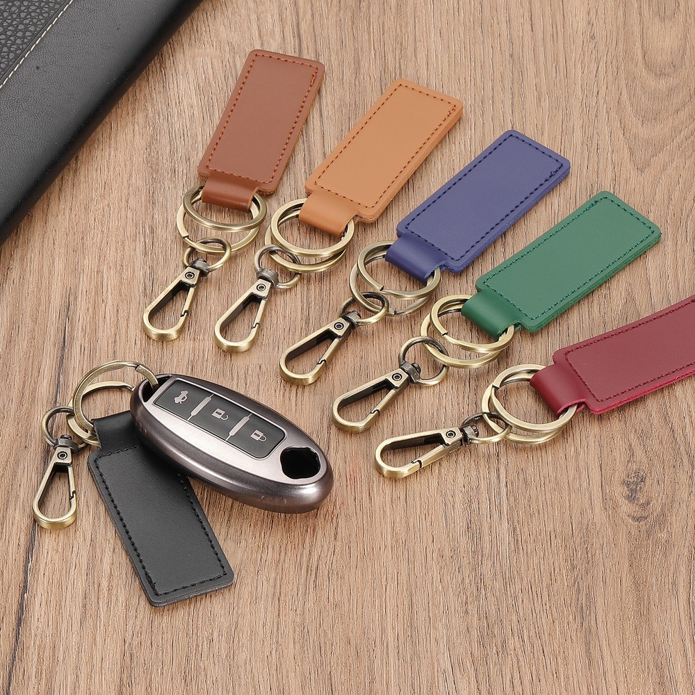 Leather Keychains, 2Pcs Leather Key Chain for Car Keychain, Dark Brown