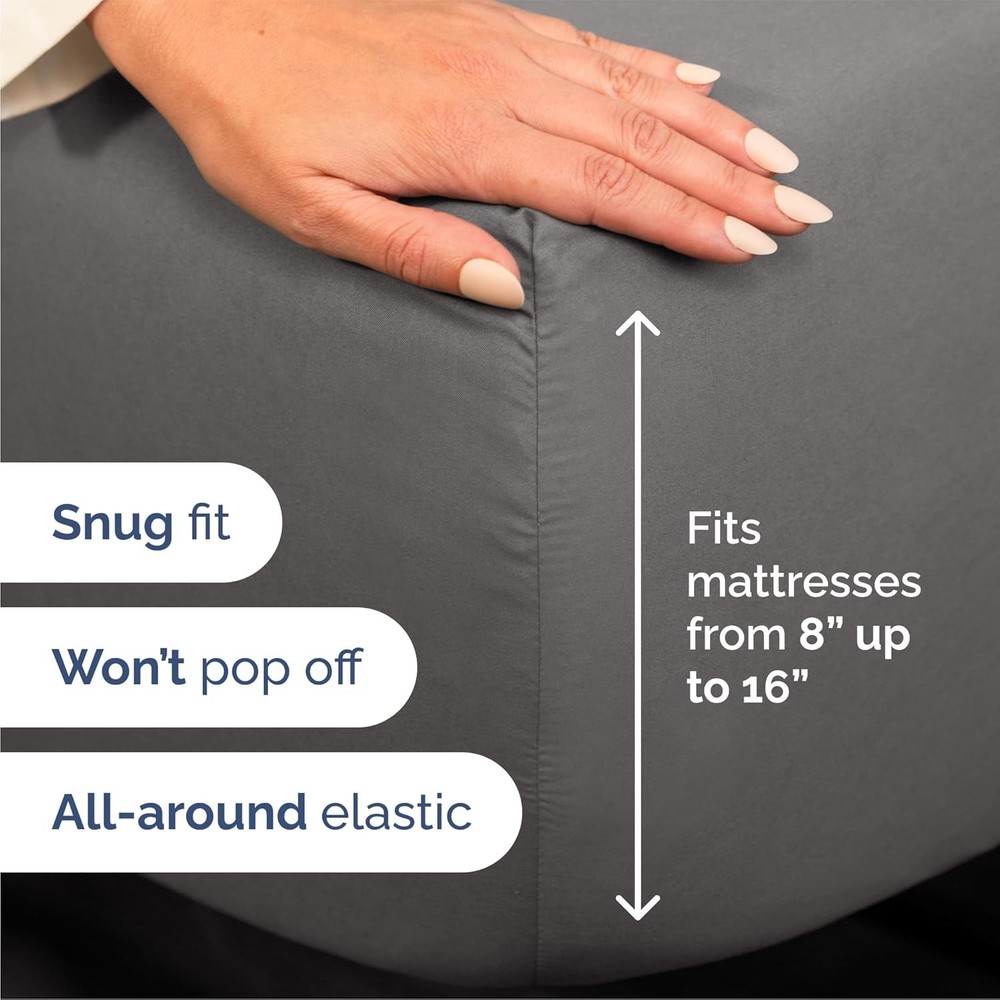 Queen Size Cooling Bed Sheet Set Dark Grey