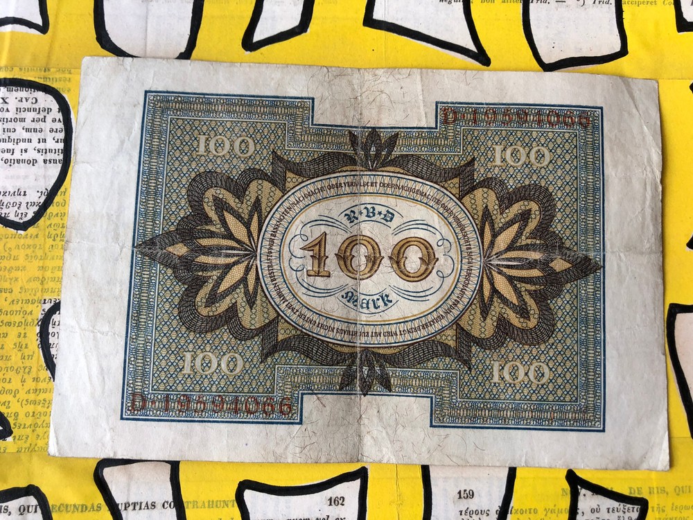 100 Mark note from 1920 - altered by banknote artist