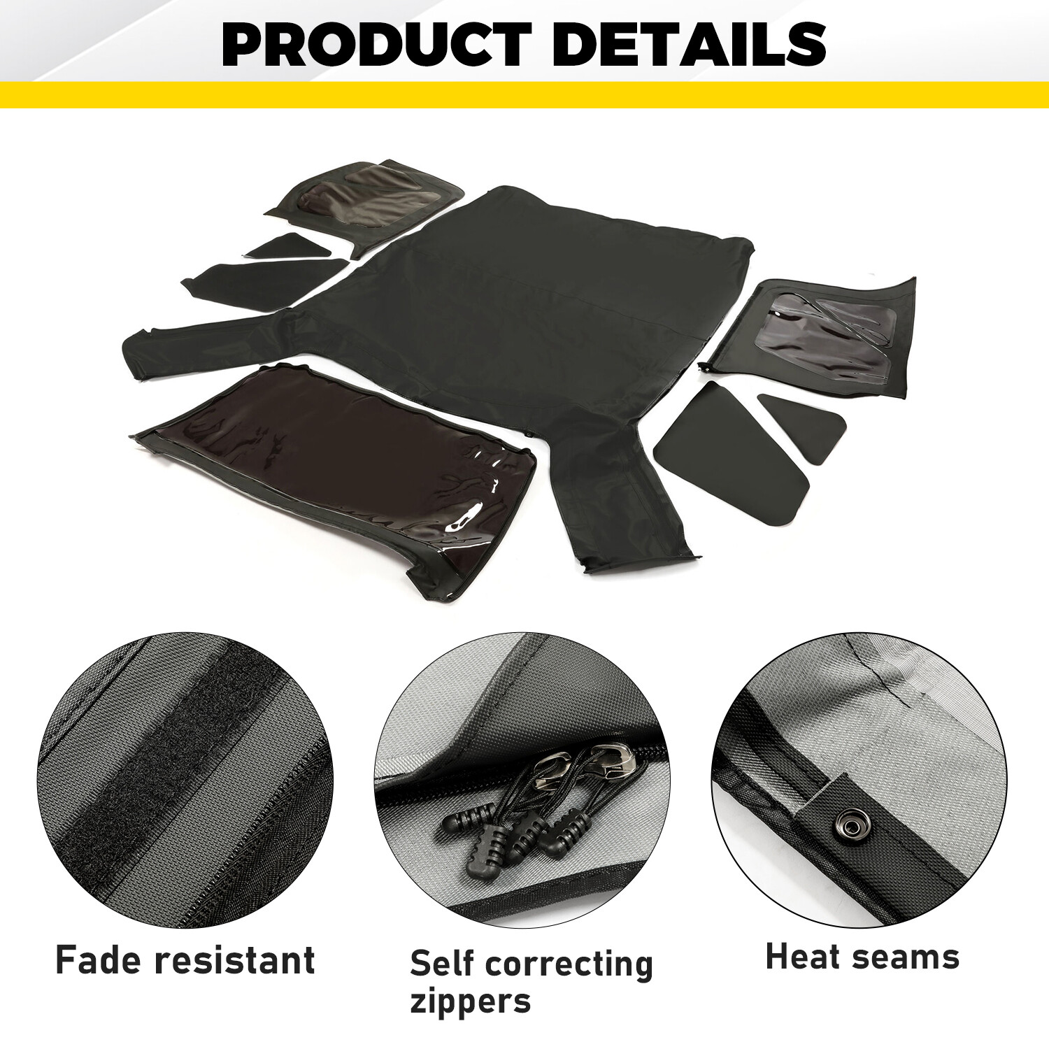 Kojem For 97-06 Jeep Wrangler TJ Soft top Sailcloth Replacement w/Tinted Windows