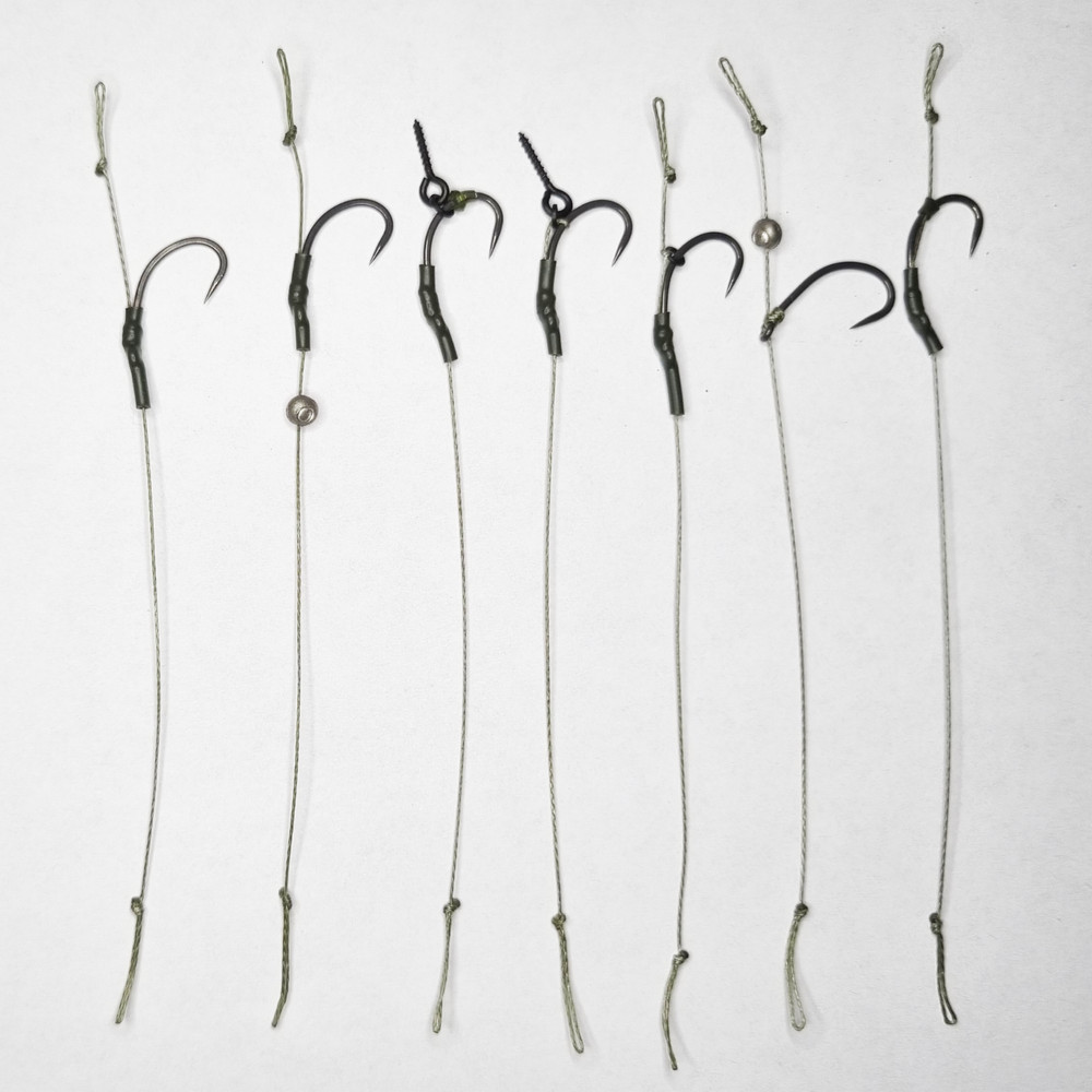 Solid PVA Bag Carp Rigs - 10 Pack! 7 Variants! (Sizes: 4, 6 or 8)