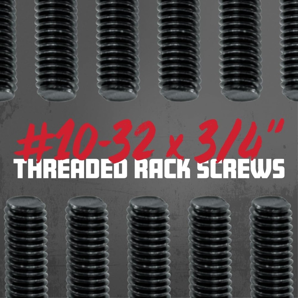 Professional Black Rack Screws Set, 25 Count - Compatibility with 10/32 Systems