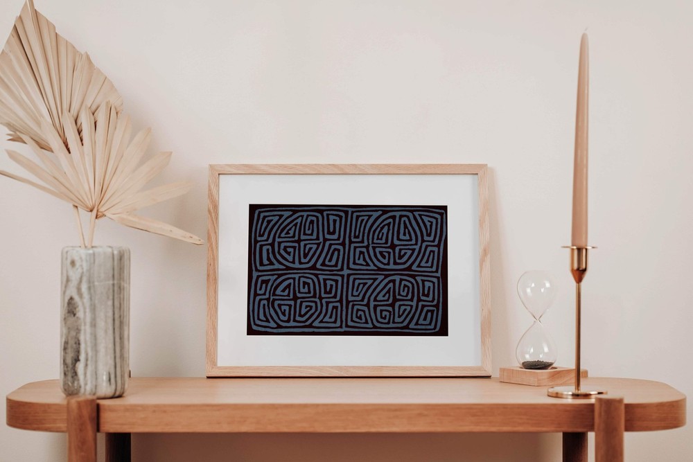 Classic Maroon And Blue Kuna Mola