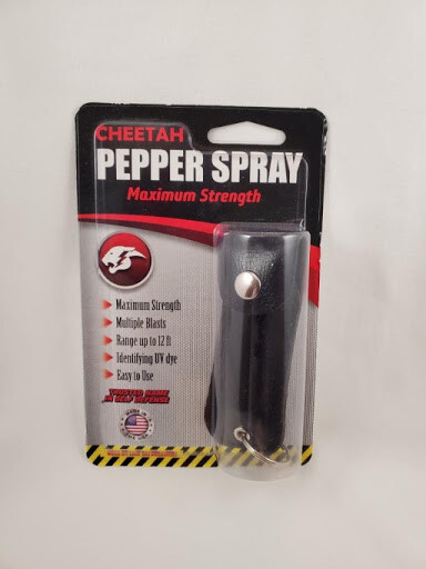 Cheetah Pepper Spray Keychain 1/2 oz - Black