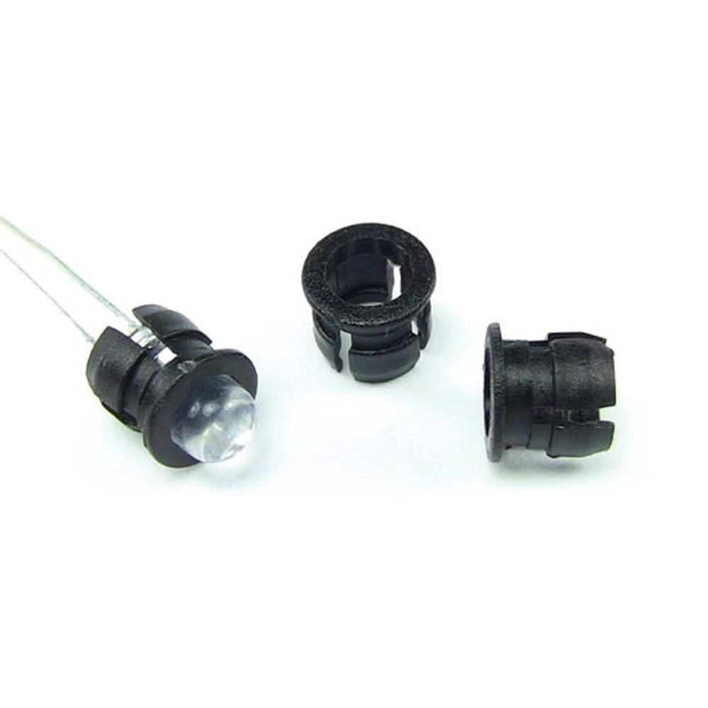 50 x 5mm LED Bezel Holder Mount Black Through-Hole Panel Display Case