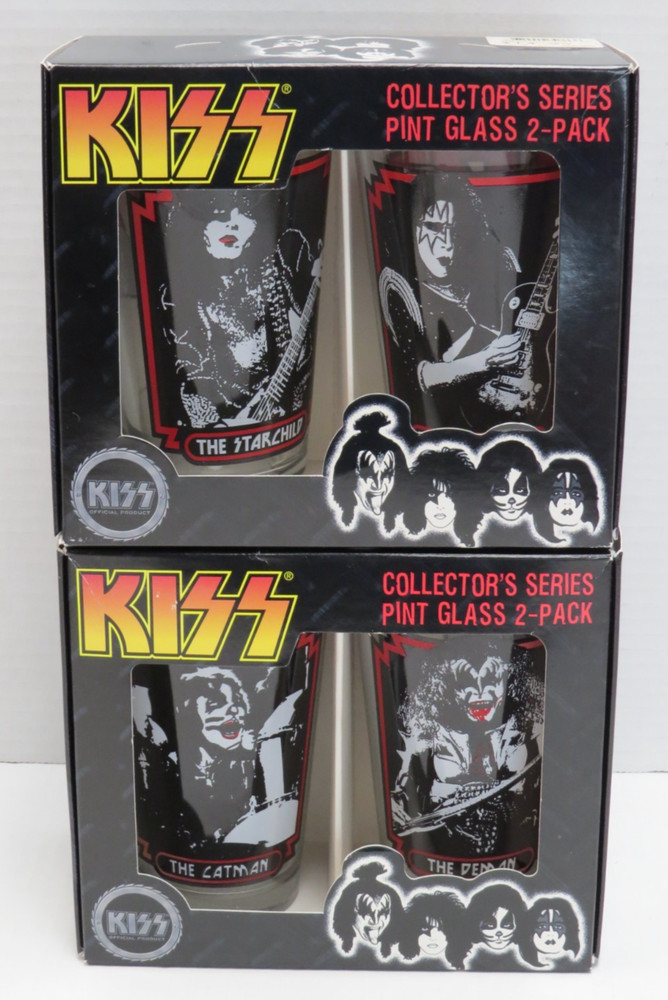 KISS PINT GLASSES LIVE SHOTS SET OF 4 NEW IN 2 BOXES