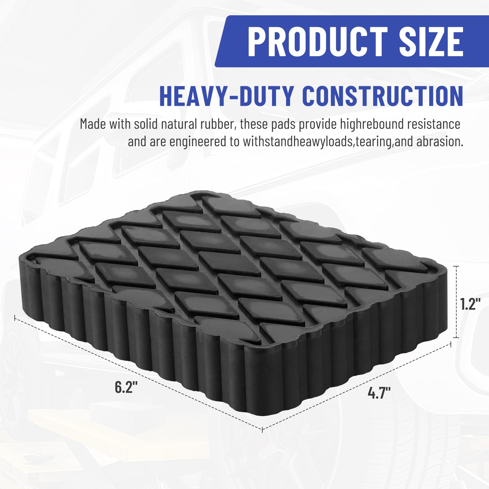 4X Solid Rubber Auto Lift Block Spacer Pad Heavy-Duty for Automobile Lifts