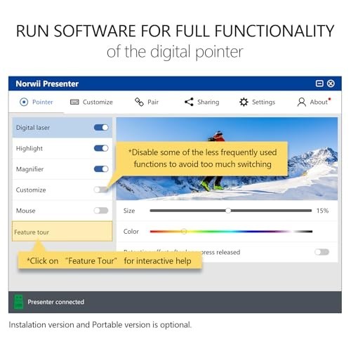 Wireless Presentation Clicker for PowerPoint, Bluetooth Remote, Digital Pointer