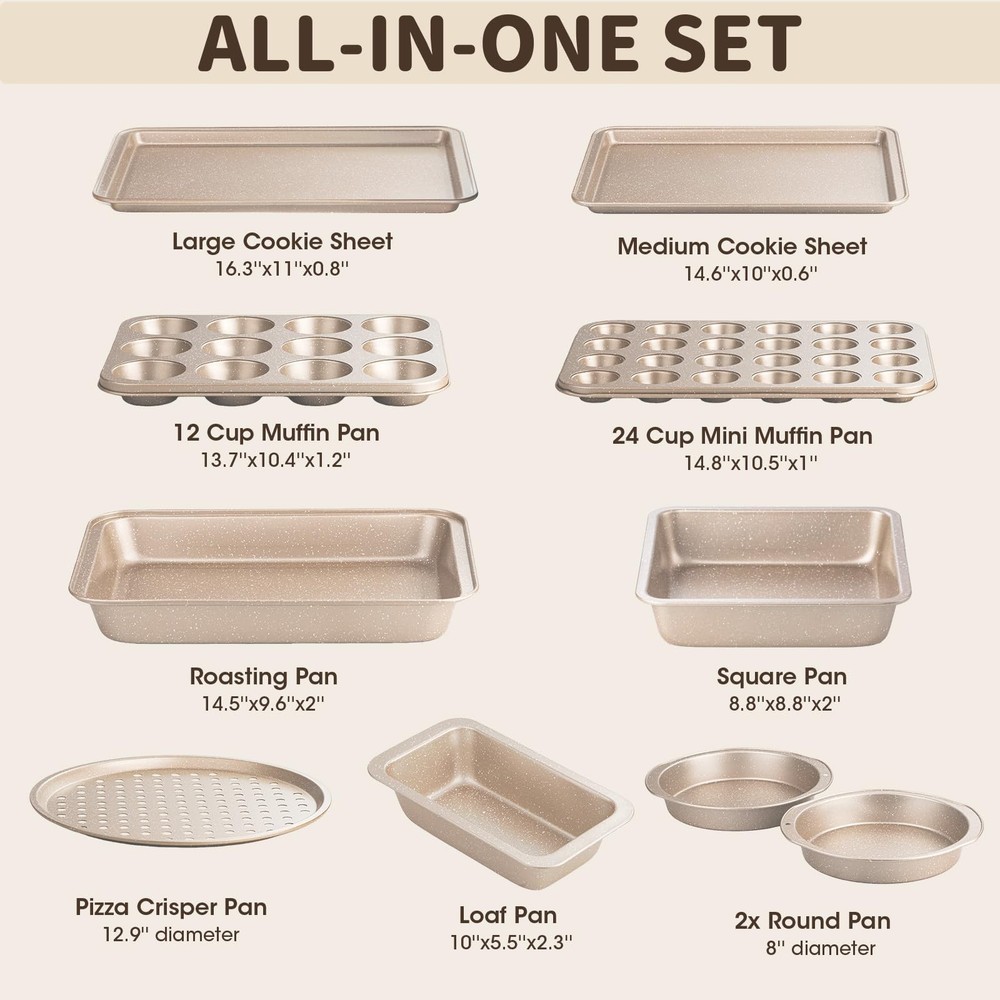 10-Piece Baking Pans Set, Bakeware Sets Nonstick, Baking Set for Oven Cooking...
