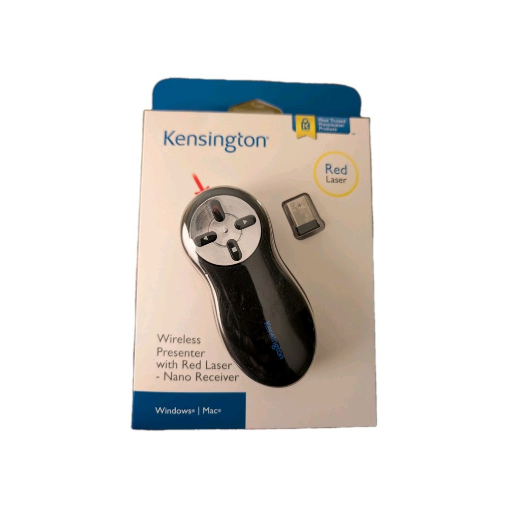 Kensington Wireless Presenter with Red Laser Pointer Nano Receiver A2152D USB