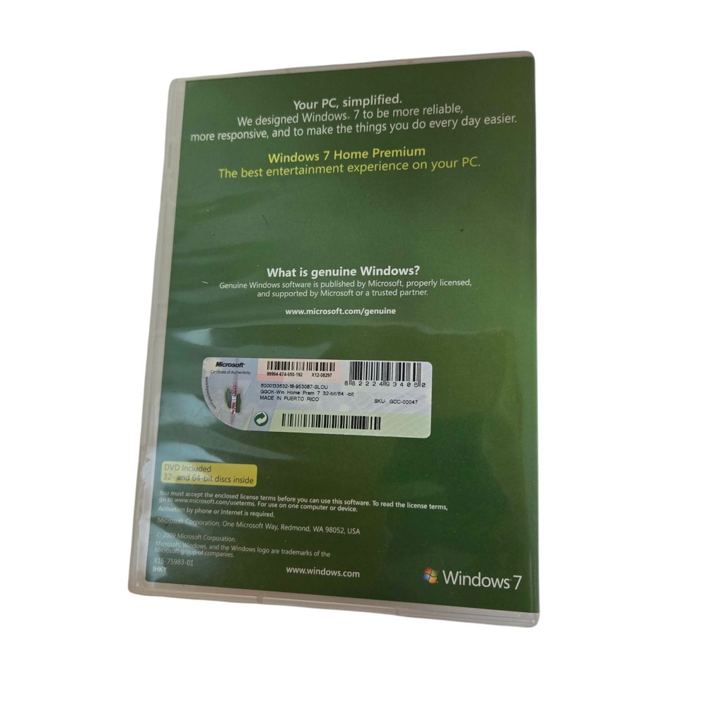 Microsoft Windows 7 Home Premium Full 32 Bit & 64 Bit DVDs