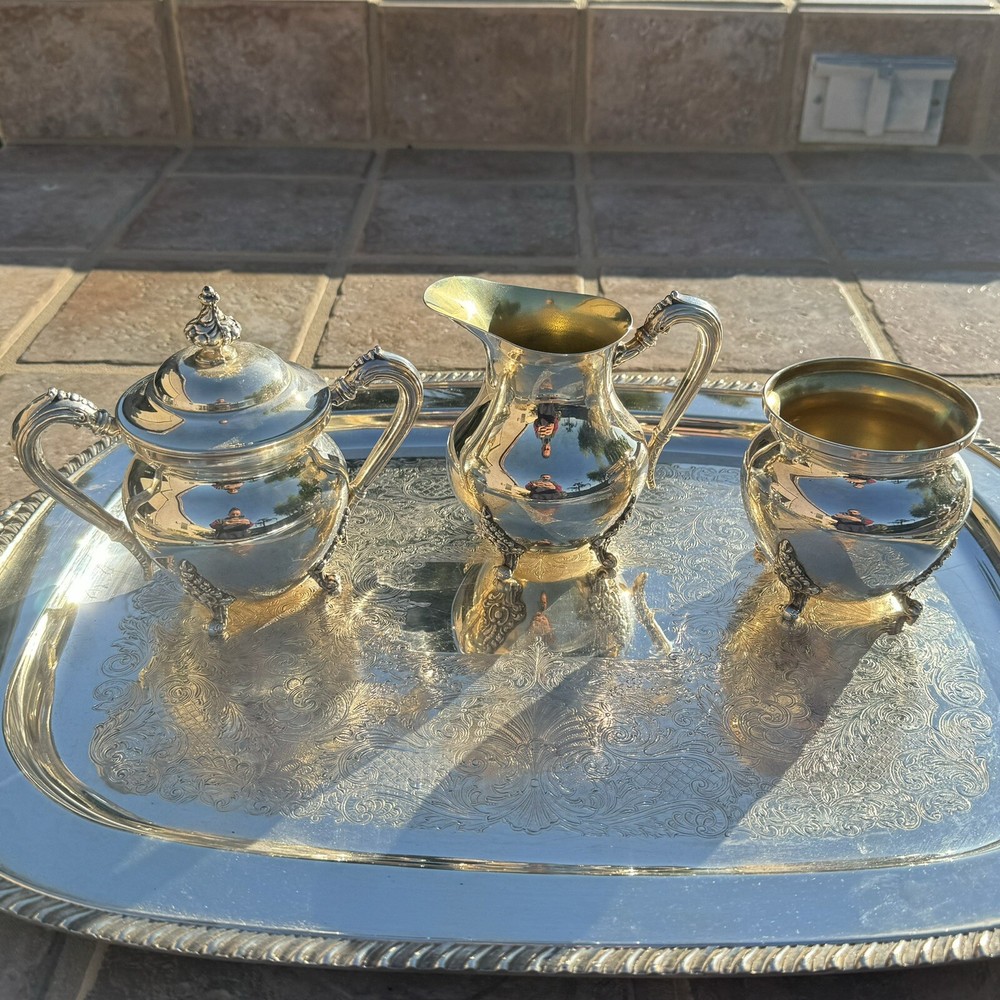 Antique Sheets Rockford 1875 6 Pc Silverplate Coffee Tea Serving Set #1320