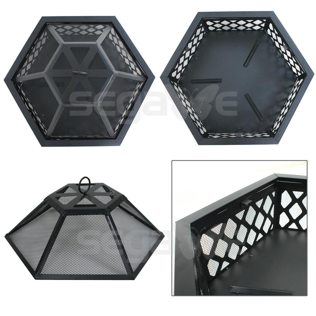 Hex Shaped Fire Pit Fireplace Firepit Bronze Finish Outdoor Home Garden Backyard