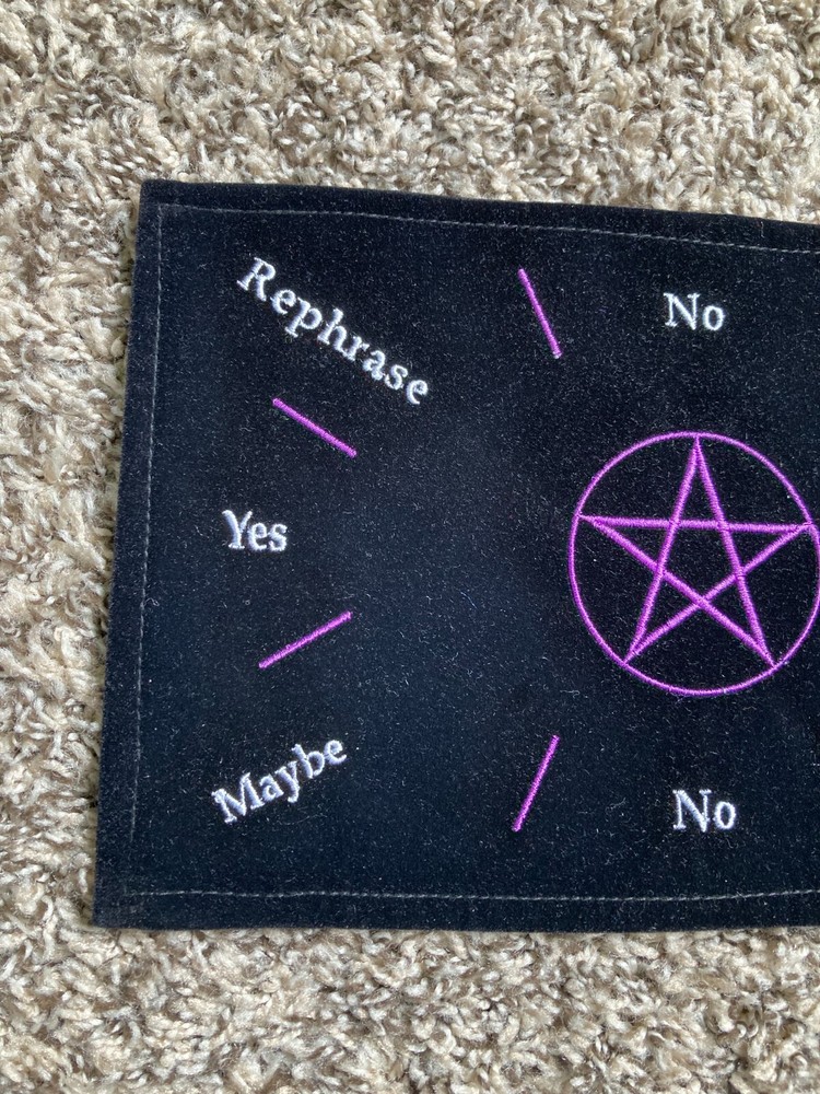 Purple Thread Embroidered Pentacle Pendulum Polyester Velvet Answer Yes No Mat
