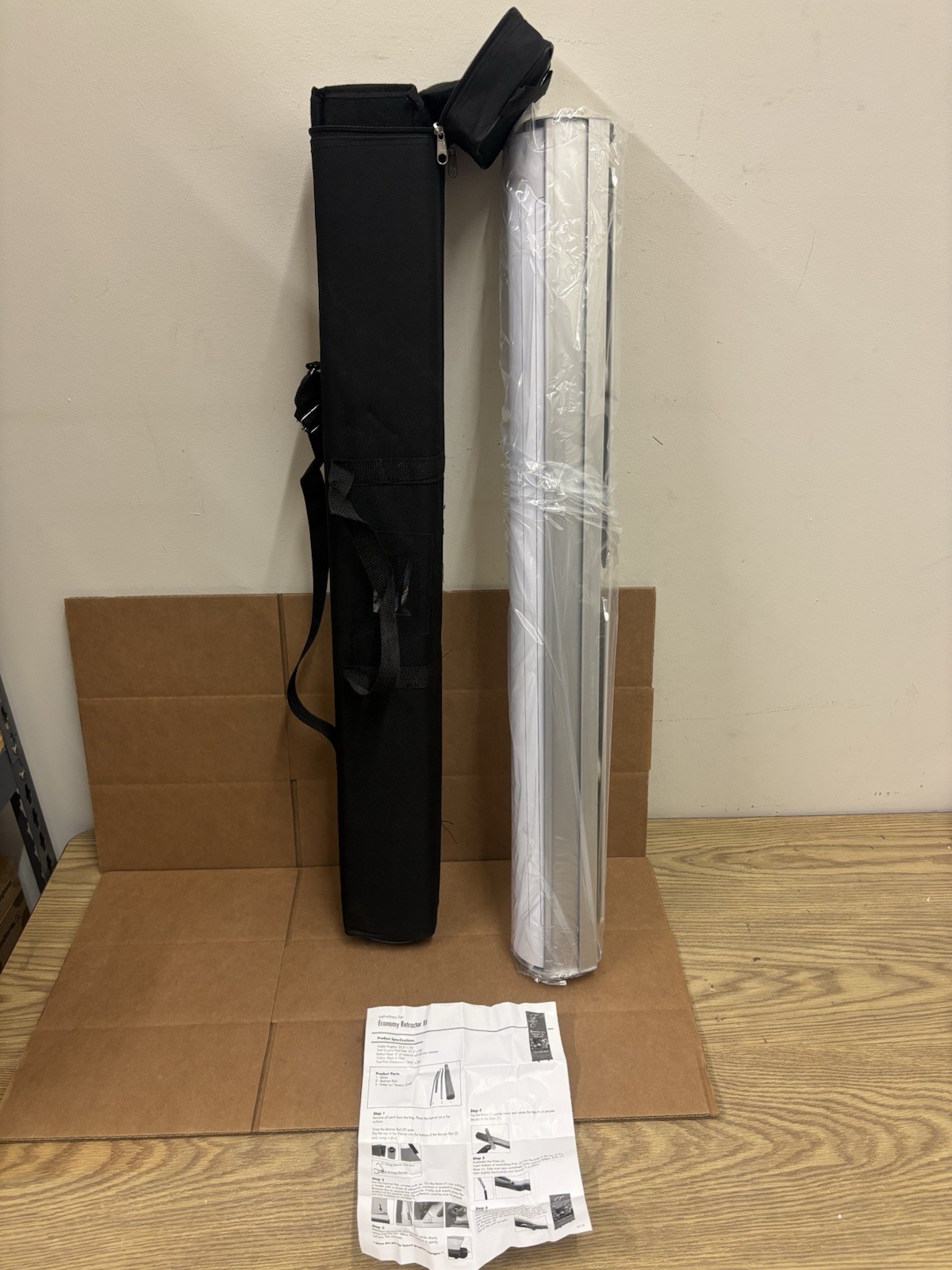 Economy 33.5” Banner Rail Retractor with Case, Silver