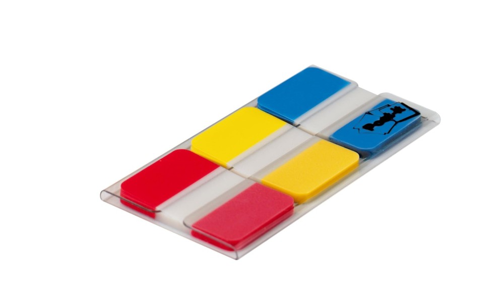 Post-it Tabs, 1 inch Solid, Red, Yellow, Blue, 0.4" x 2.8", Blue