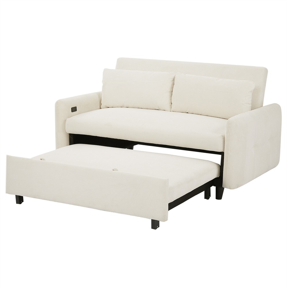 Convertible Sleeper Sofa Bed Loveseat Sofa w/ Pull Out Bed & USB Ports