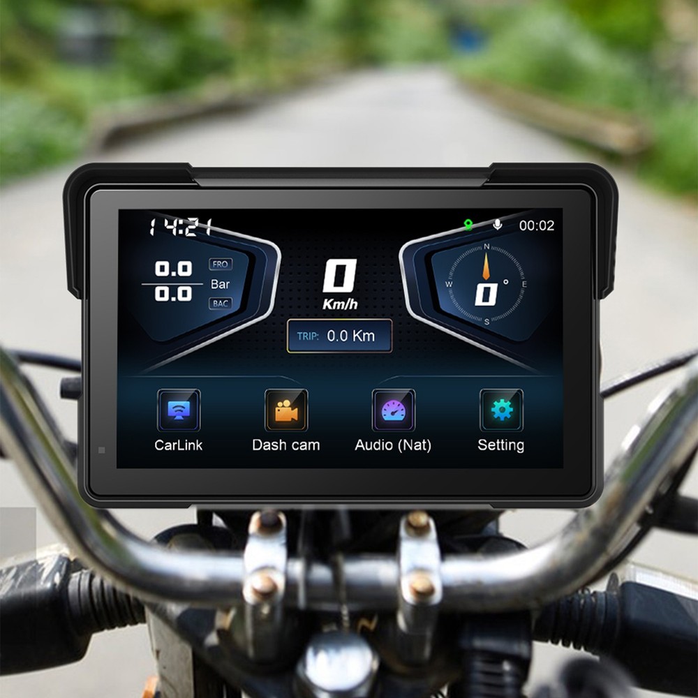7" Motorcycle GPS Navigation Touch Screen Wireless CarPlay Android Auto Cam WIFI