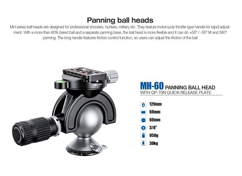 Leofoto MH-60 Magic Ball Head w Handlebar Control Arca s