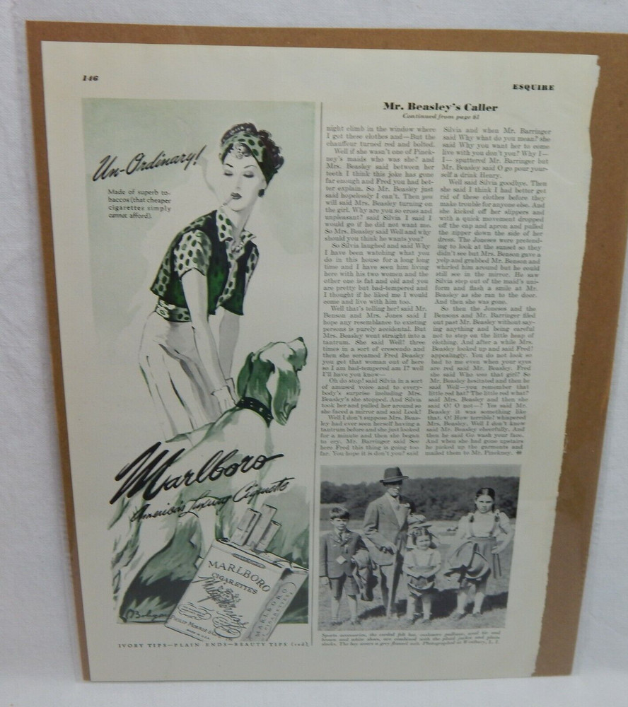 MARLBORO CIGARETTE PHILIP MORRIS & COMPANY 1942 ADVERTISEMENT