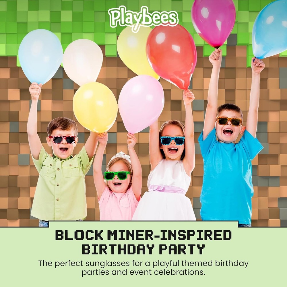 Colorful Pixel Sunglasses 12 Pack Pixelated Eyewear