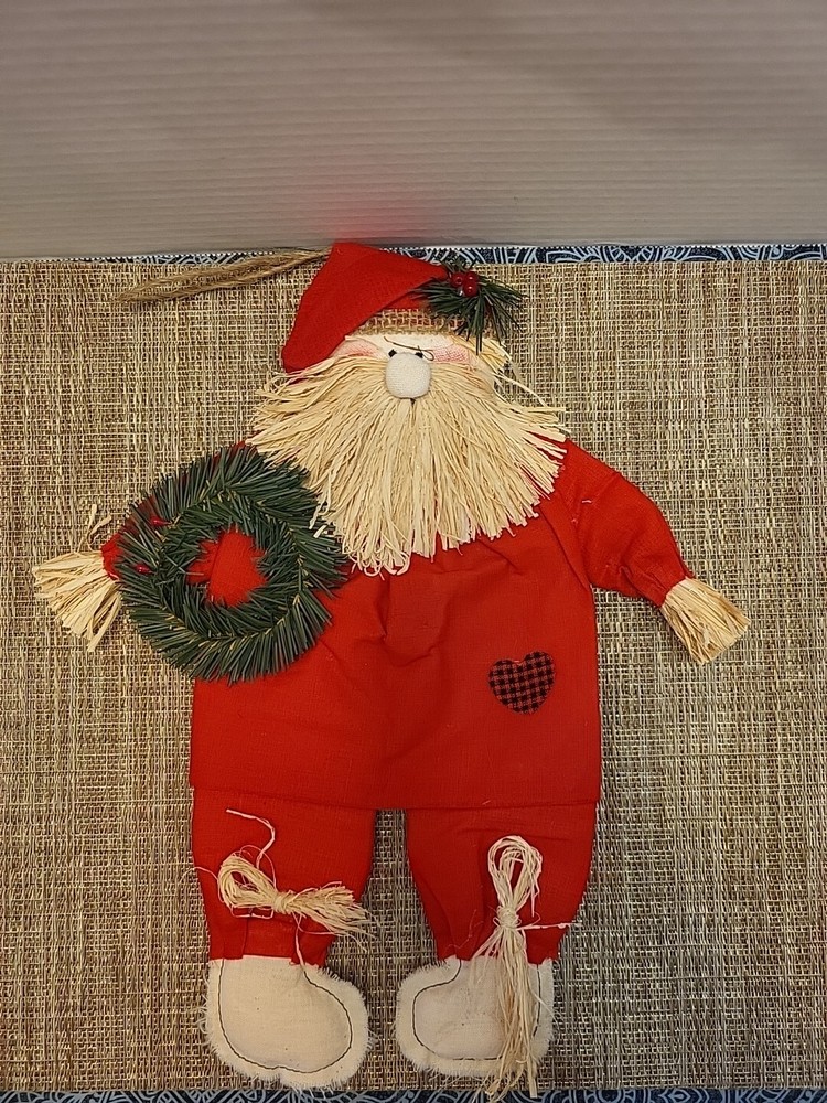 Santa Hanging Decor With Straw Beard And Hands