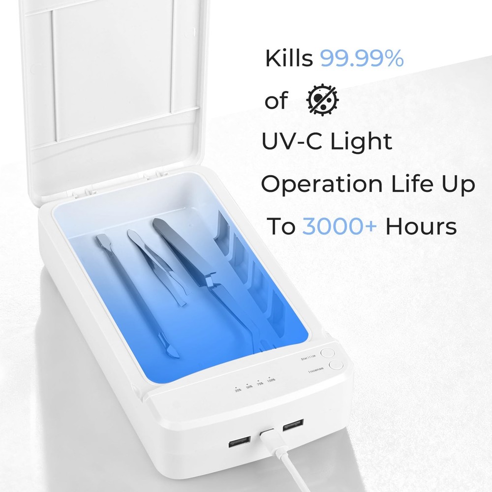 Nail Tool Sterilizer with Blue Light, Portable USB Sterilizating , Multi-Func...