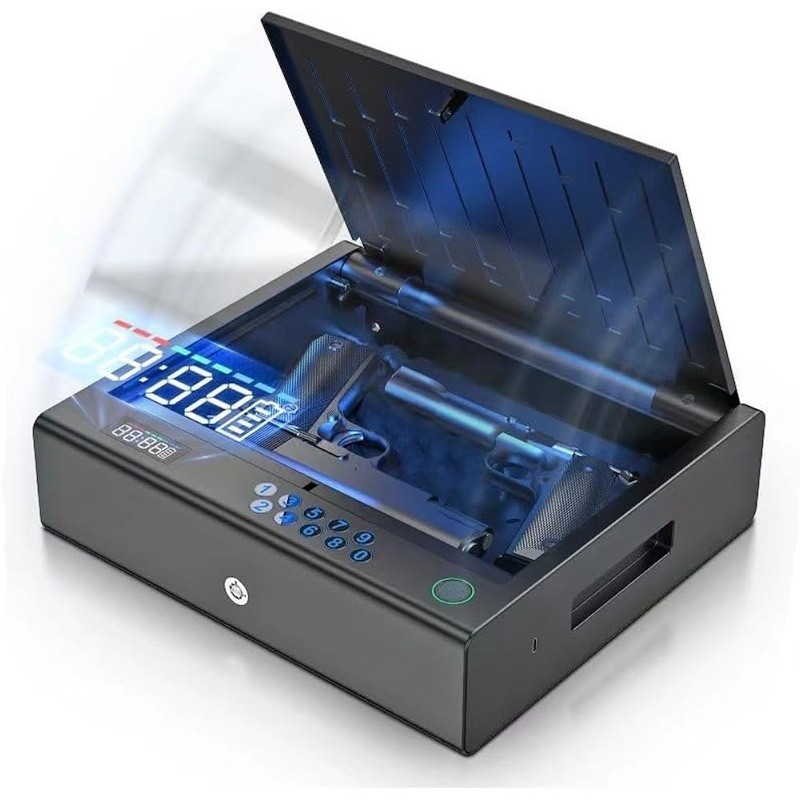 Biometric Gun Safe Fingerprint Access Numeric Keypad Secure Storage 2 Handguns