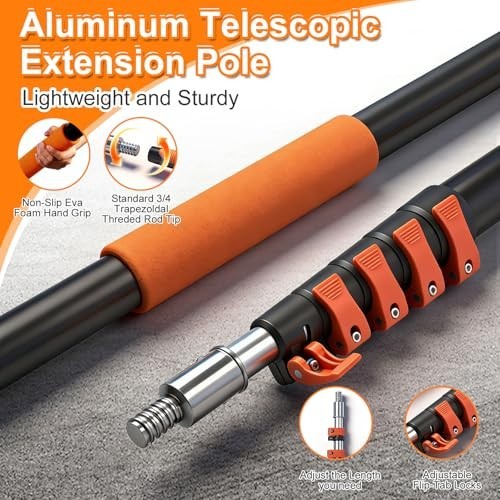30FT Window Cleaning Kit Telescoping Extension Pole Squeegee 2-in-1