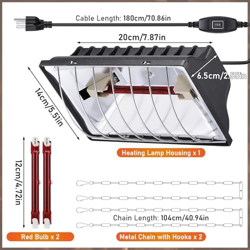 250W for Chicks Ducks, Brooder Heater with 2PCS Heat Chicken Brooder Heater