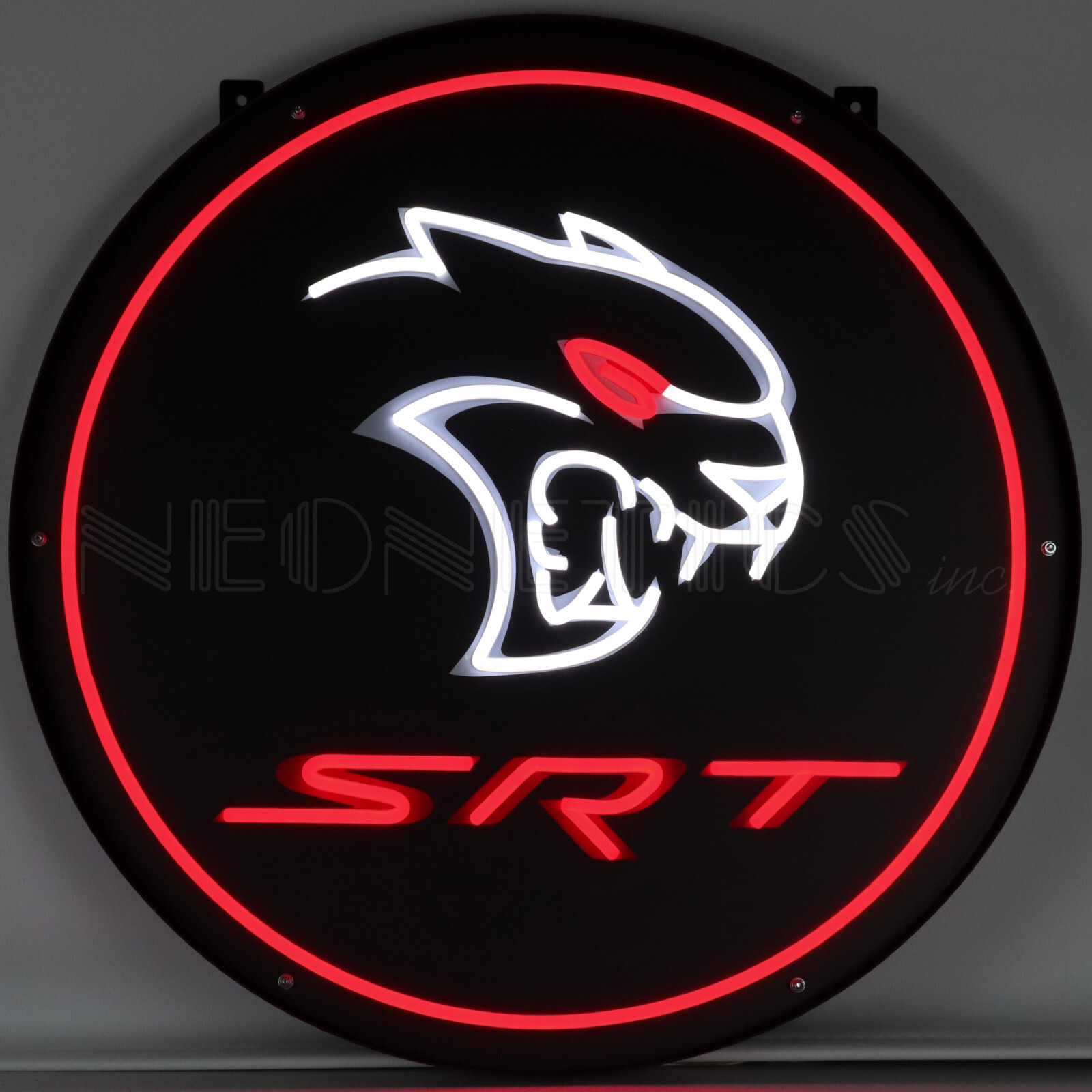 Hellcat Dodge Redeye LED flex Neon Sign SRT in solid steel Case Challenger lamp