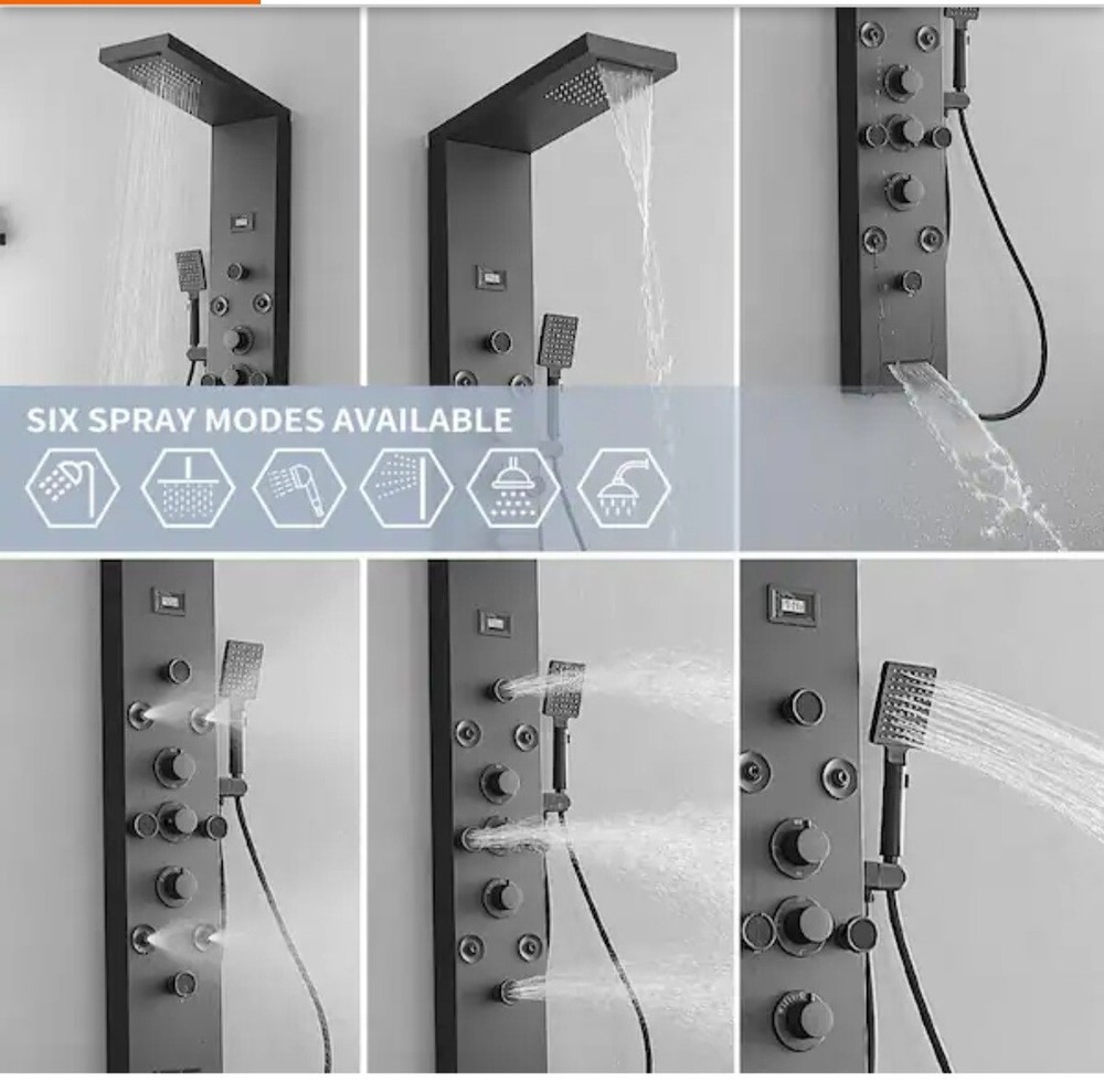8-Jet Rainfall Shower Tower Shower Panel System with Rainfall Waterfall...