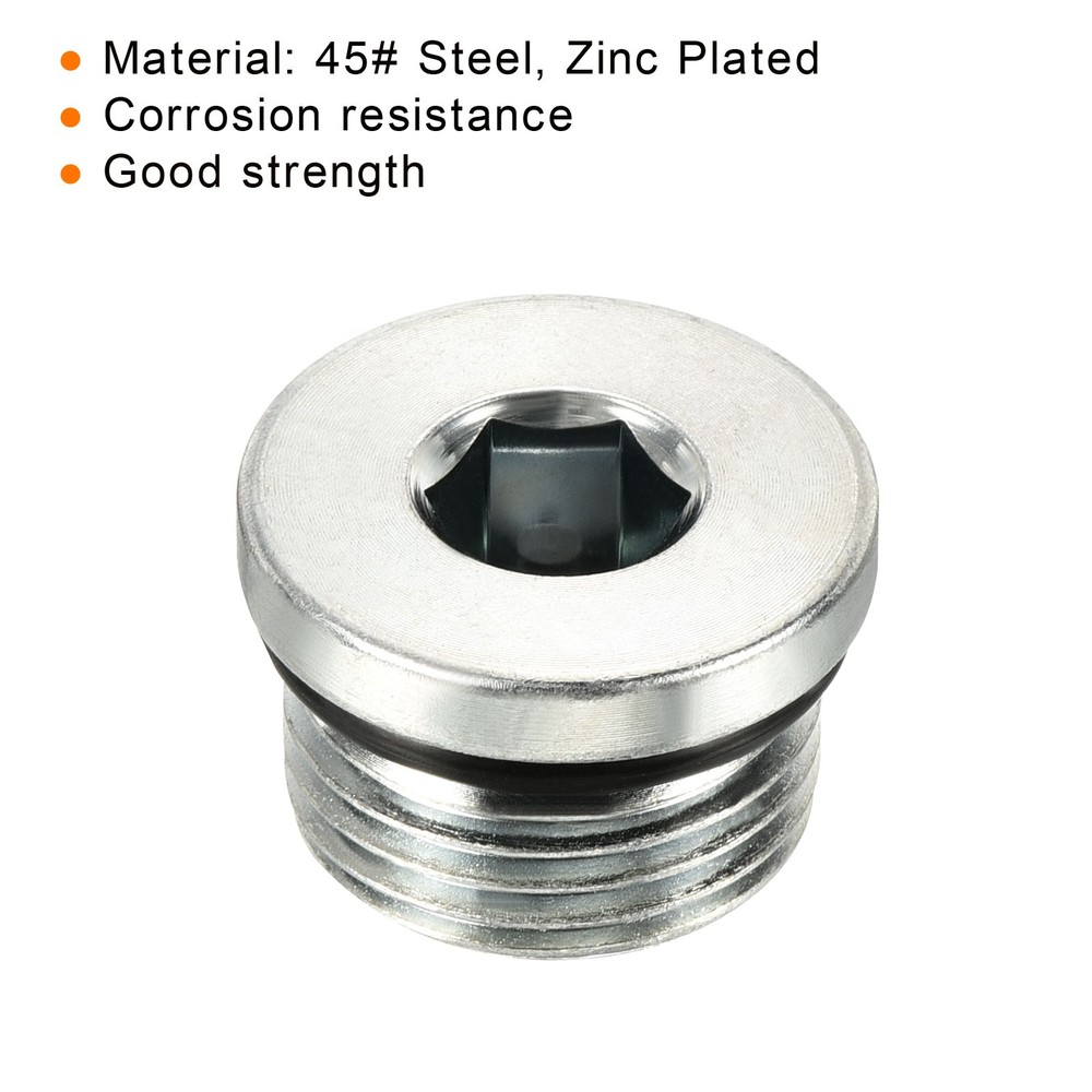 3/4-16UNF Hex Head Pipe Fitting Plug, Male Thread 45# Steel Plug