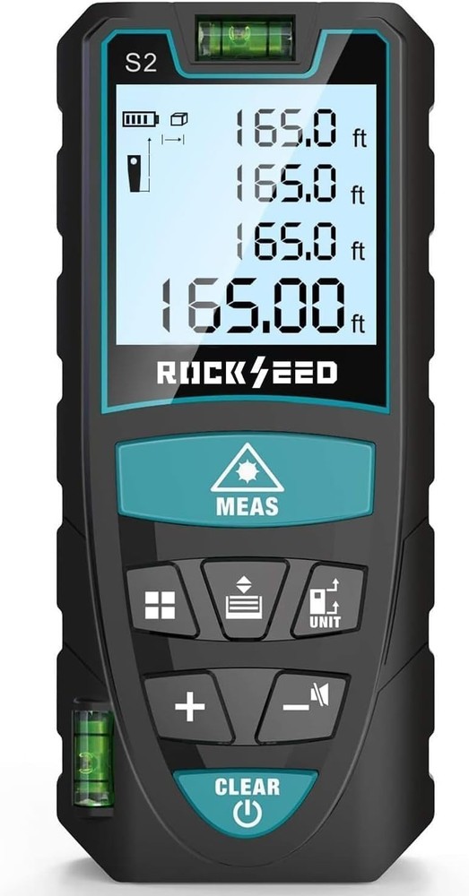 Precision Laser Measure 50M/165ft - Digital Meter with Backlit LCD & Unit Switch