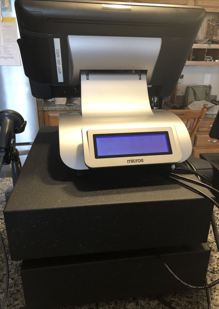 Micros Oracle Workstation 6 POS System includes printer, scanner, employee card