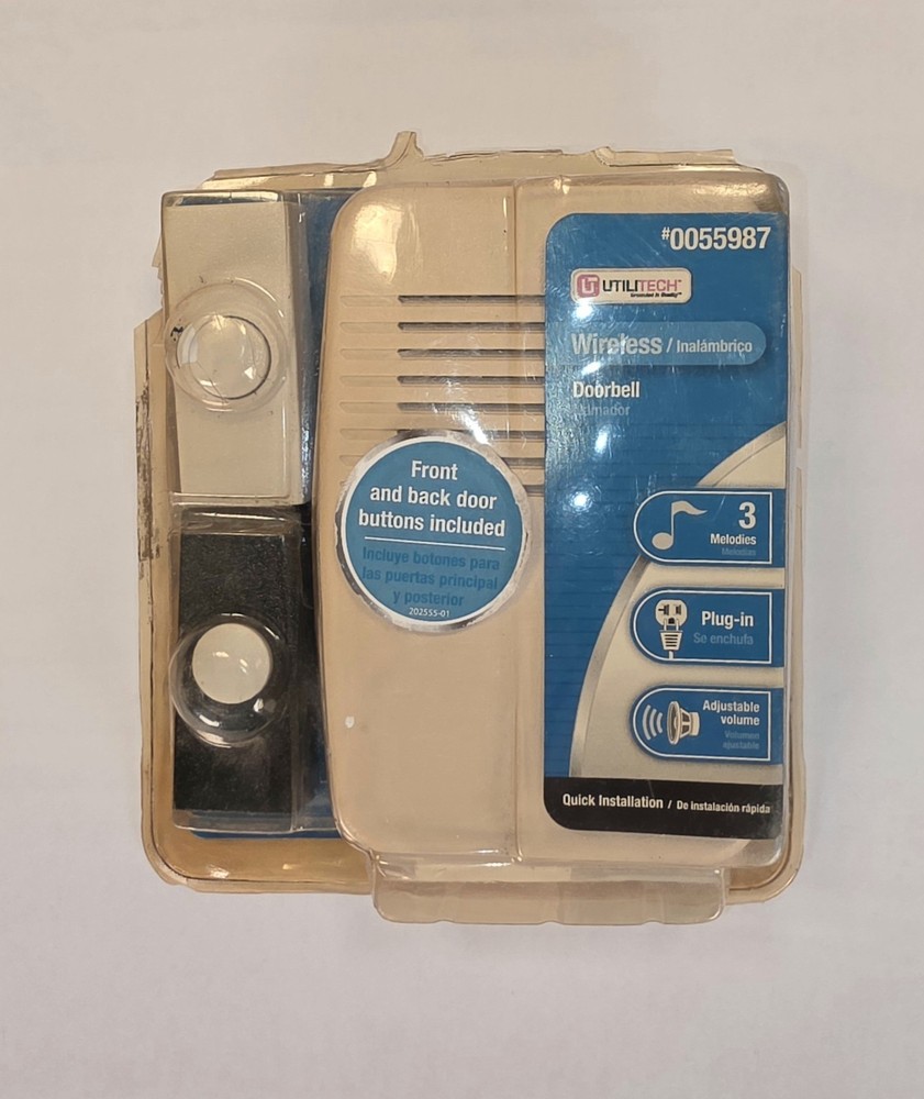Utilitech 0055987 UT-6175-00 wireless doorbell includes front and back buttons