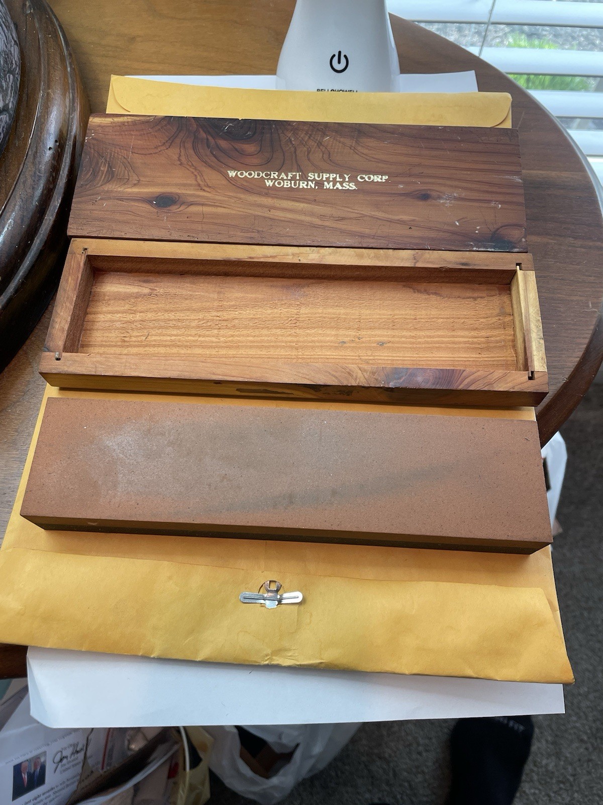 Vintage Norton 1B8 India Dual Side Sharpening Stone 9x3x2 Rosewood Box Near Mint