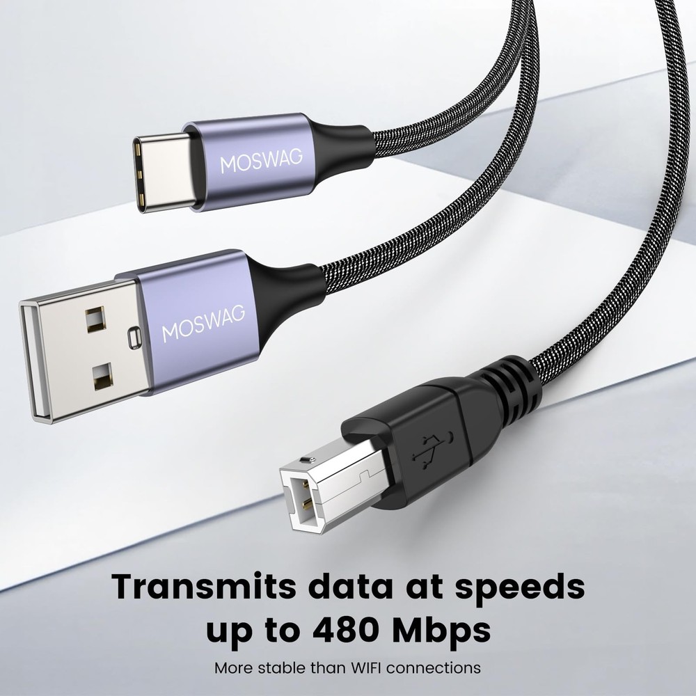 2in1 Usb Printer Cable 3.28ft/1m With Usb C To Midi Cable Printer Cableusb Midi