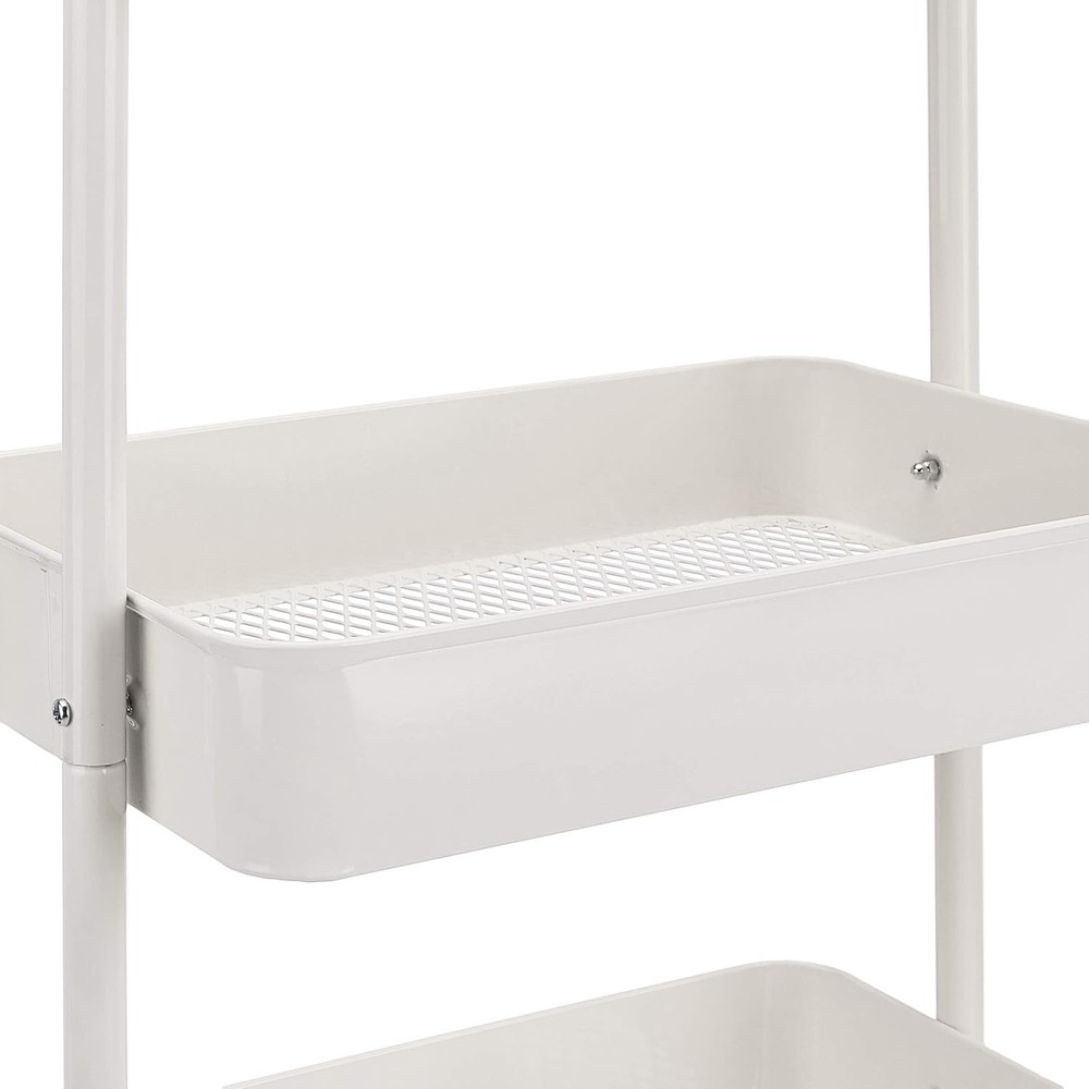 3-Tier Rolling Utility Cart, Storage Organizer, Lockable Wheels, Multifunctio...