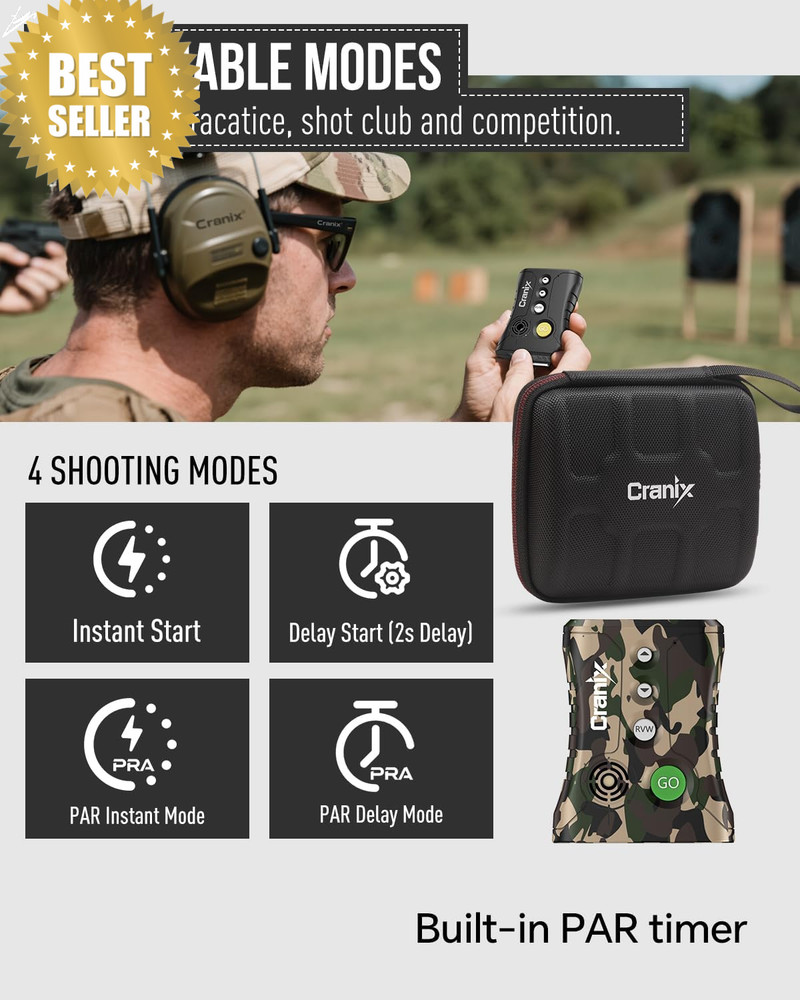 Shot Timer 0.01S Precision 4 Modes Loud Buzzer Tactical Training Camo