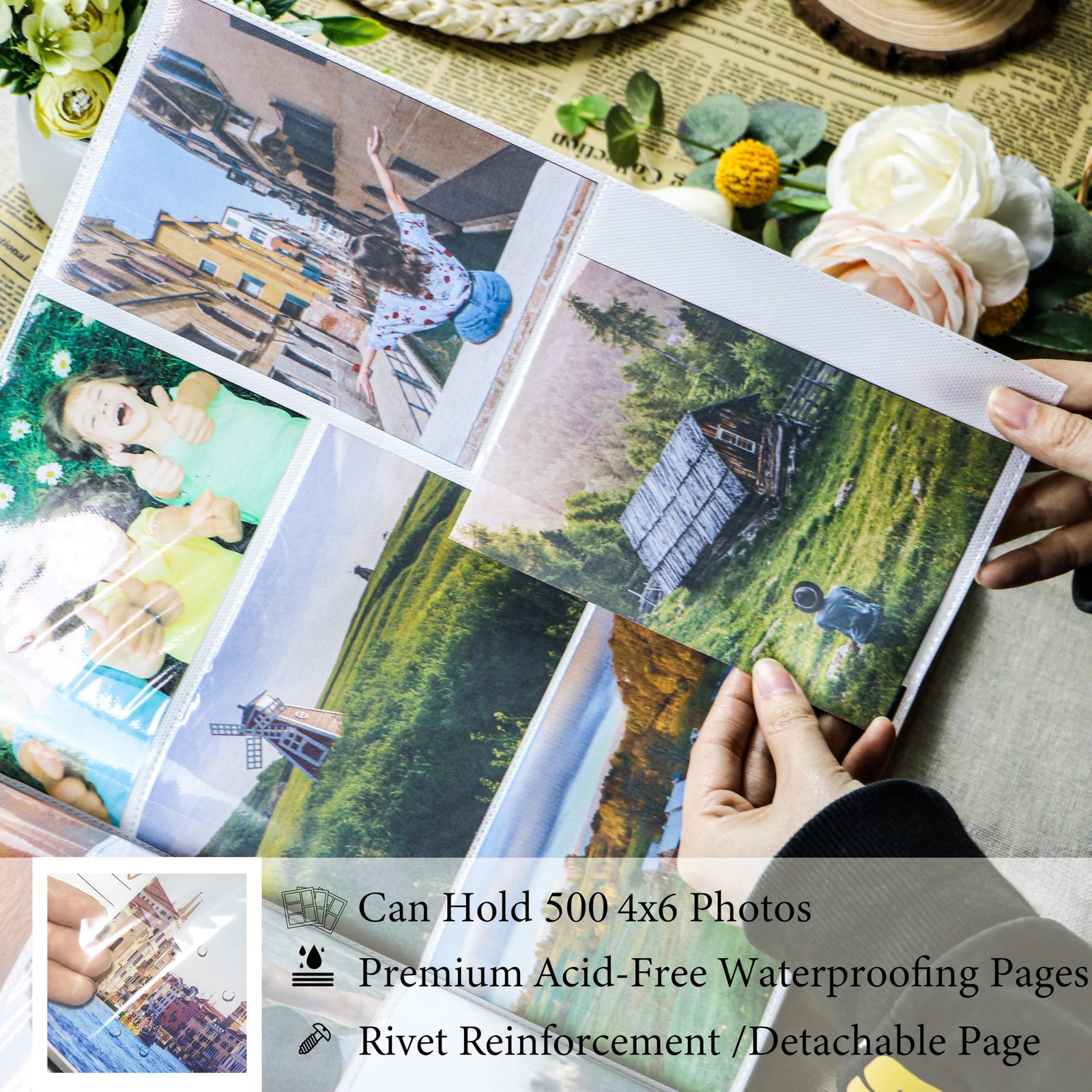 Holoary Photo Album 4x6 for 500 Photos, 5 Per Page, Linen Cover, Family Wedding