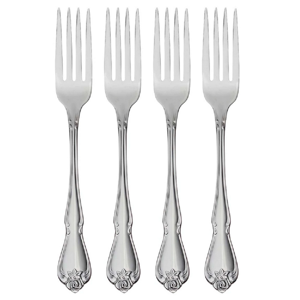 Oneida True Rose Stainless Steel Dinner Fork (Set of Four)