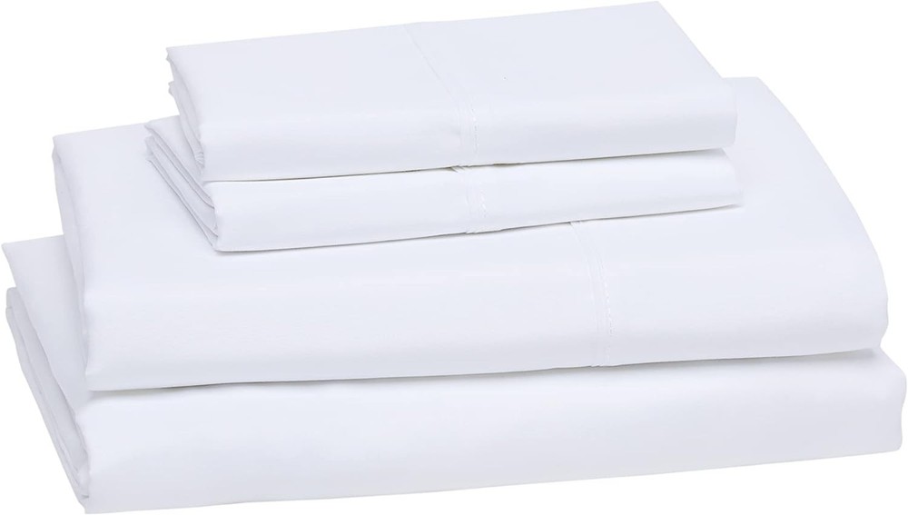 Amazon Basics Full 4-Piece Microfiber Sheet Set 14" Deep Pockets Bright White
