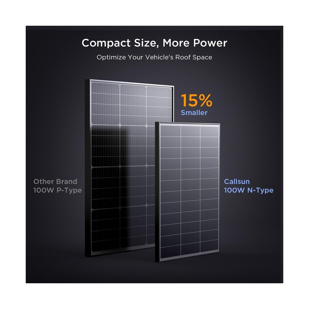 N-Type 16BB 200 Watt Solar Panel, 2Pcs Compact 12V 100W Solar Panel, 25% High...