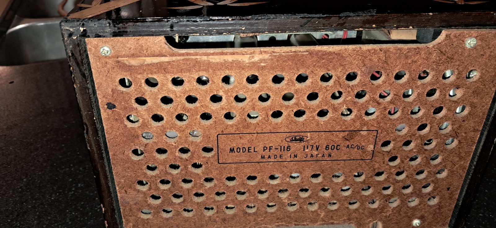 Vintage Radio Sharp Model PF-116 Pagoda RARE 1950's Japan WORKS Black Lacquer