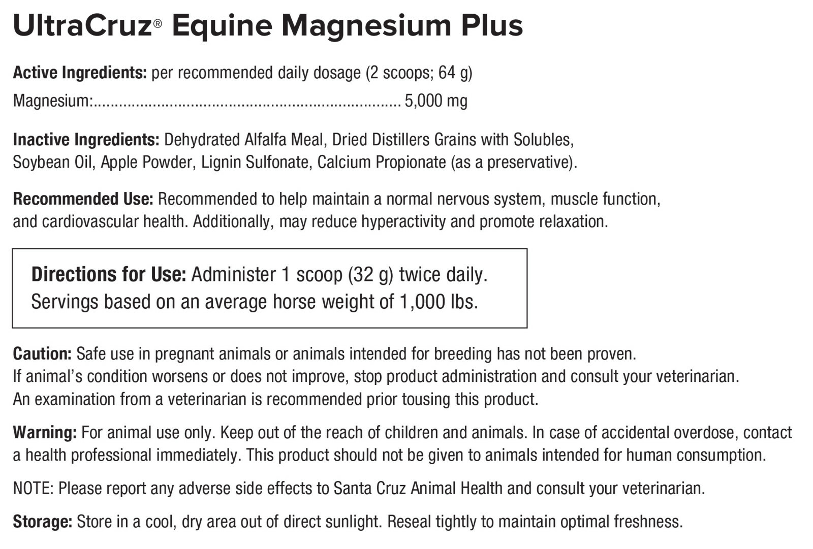 UltraCruz Equine Magnesium Plus, 10 lb